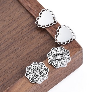Đánh bóng mặt dây chuyền thép không gỉ với ren openwork hình trái tim - Phụ kiện tự làm vòng cổ và vòng tay màu bền