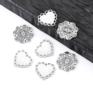 Đánh bóng mặt dây chuyền thép không gỉ với ren openwork hình trái tim - Phụ kiện tự làm vòng cổ và vòng tay màu bền