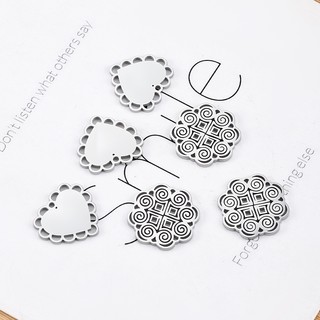 Đánh bóng mặt dây chuyền thép không gỉ với ren openwork hình trái tim - Phụ kiện tự làm vòng cổ và vòng tay màu bền