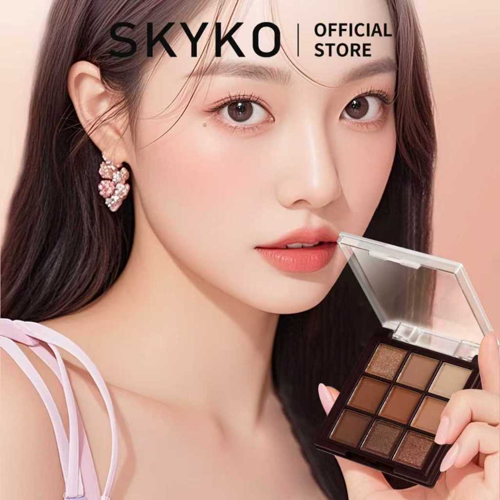 SKYKO 9 Màu Phấn Mắt Lấp Lánh Lấp Lánh Nhẹ Phấn Mắt Bột Pembayang mata