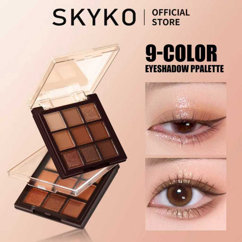 SKYKO 9 Màu Phấn Mắt Lấp Lánh Lấp Lánh Nhẹ Phấn Mắt Bột Pembayang mata