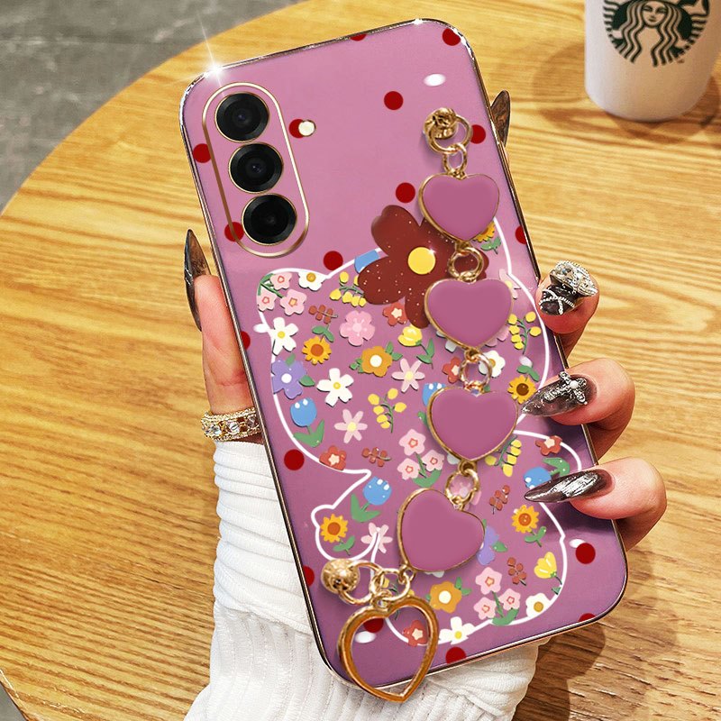 Ốp Điện Thoại YBD Cho Samsung Galaxy A17 A13 A14 A15 A16 A04S A05S M14 F14 4G 5G Sáng Tạo Mới Gấu Hoa Cao Cấp Vỏ Mềm