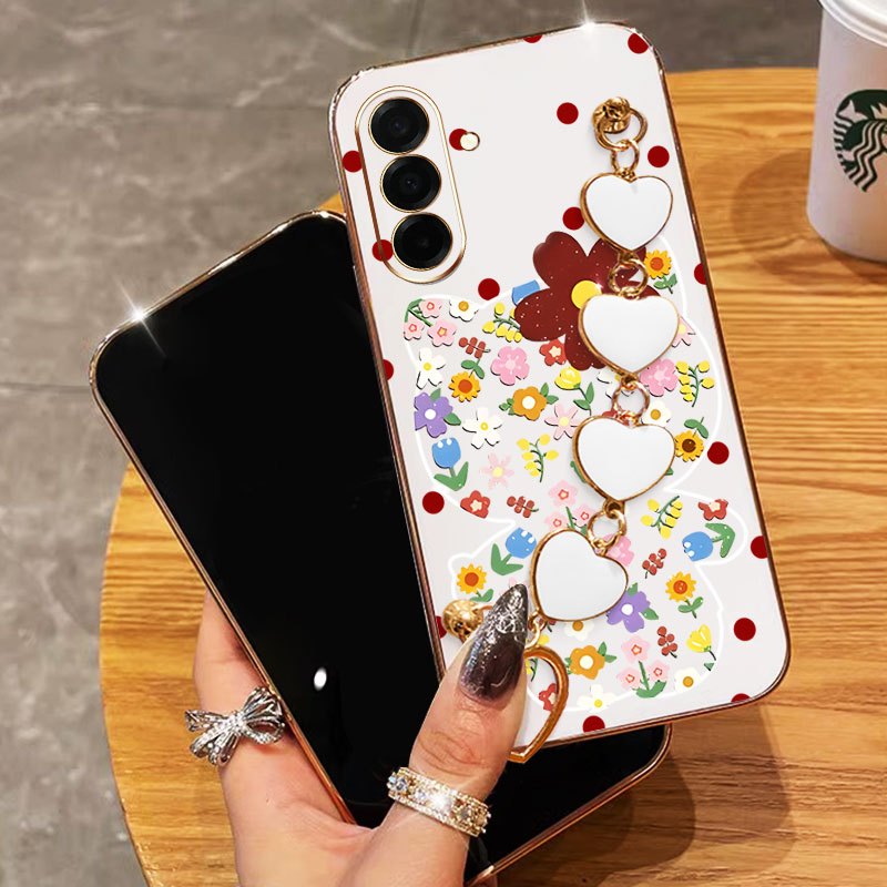 Ốp Điện Thoại YBD Cho Samsung Galaxy A17 A13 A14 A15 A16 A04S A05S M14 F14 4G 5G Sáng Tạo Mới Gấu Hoa Cao Cấp Vỏ Mềm