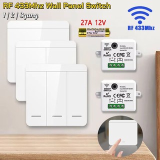 Bảng điều khiển tường RF thông minh không dây 433Mhz có điều khiển từ xa Bộ thu rơle Mini 1 / 2 / 3gang Công tắc đèn Led tại nhà