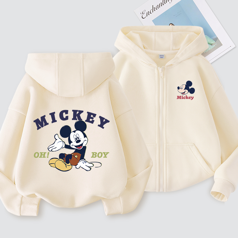 W.G.Q Áo Hoodie cho bé trai / bé gái , áo khoác mỏng mùa xuân thu với in hình chuột Mickey Disney, mềm mại thoải mái thời trang phù hợp