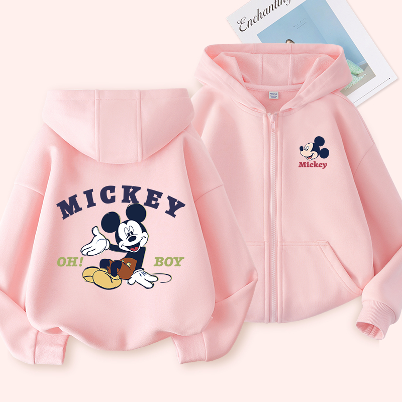 W.G.Q Áo Hoodie cho bé trai / bé gái , áo khoác mỏng mùa xuân thu với in hình chuột Mickey Disney, mềm mại thoải mái thời trang phù hợp