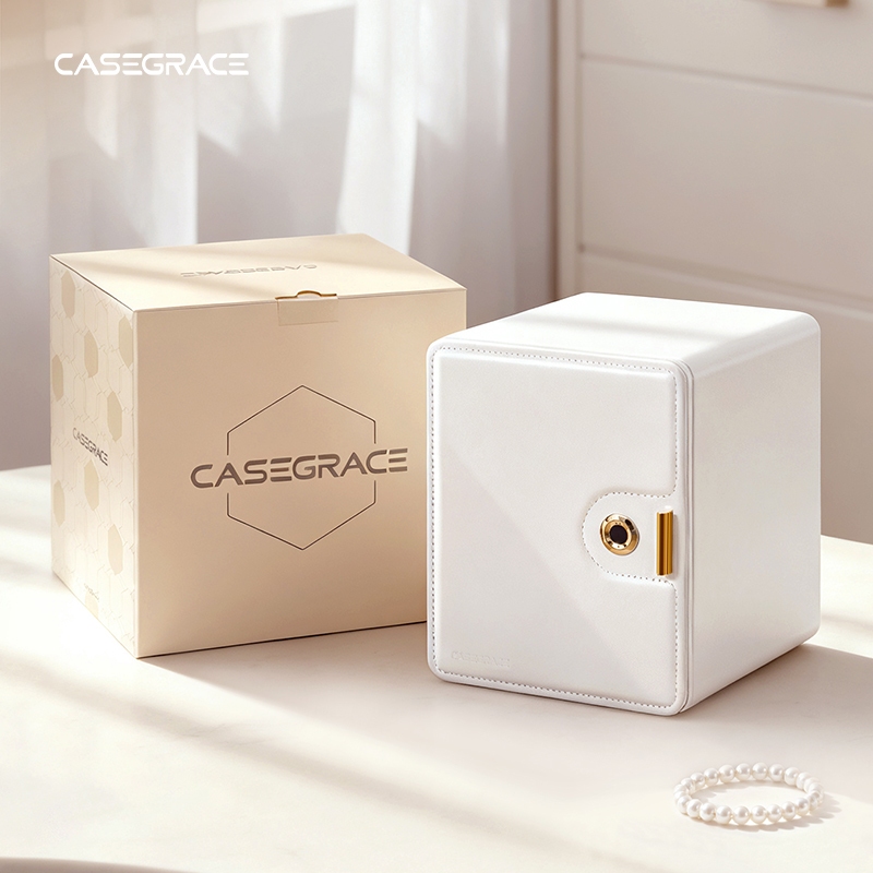 Hộp đựng đồ trang sức có khóa vân tay Hộp đựng đồ trang sức có ngăn kéo, 3 lớp có thể khóa đầy đủ cho hộp quà tặng nhẫn bông tai