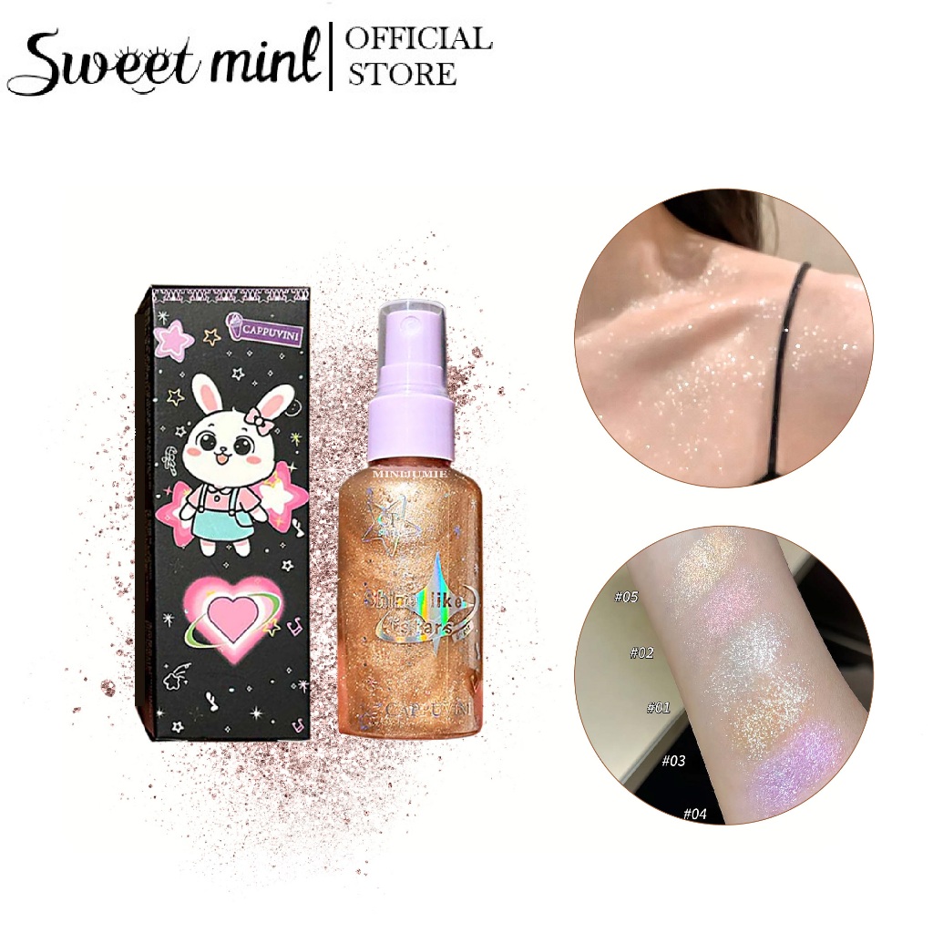 Highlighter Loose Powder Spray Brightening Glitter Face Body Fragrance Powder Spray Glitter Setting