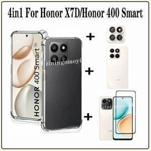 Ốp điện thoại trong suốt mềm chống sốc 4in1 Honor X7D cho Honor X6C X7C X8C X6B X7B X8B X6A X8A Phim kính cường lực + Phim ống kính + Phim mặt sau