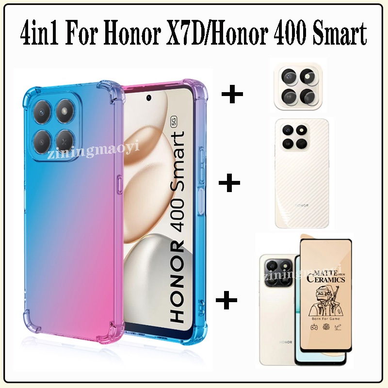 Ốp điện thoại chống sốc màu Gradient 4in1 Honor X7D cho Honor 400 Smart X7C Honor 200 Smart X6C X8C X6B X7B X8B X6A X8A Phim gốm bảo vệ màn hình + Phim ống kính + Phim mặt sau