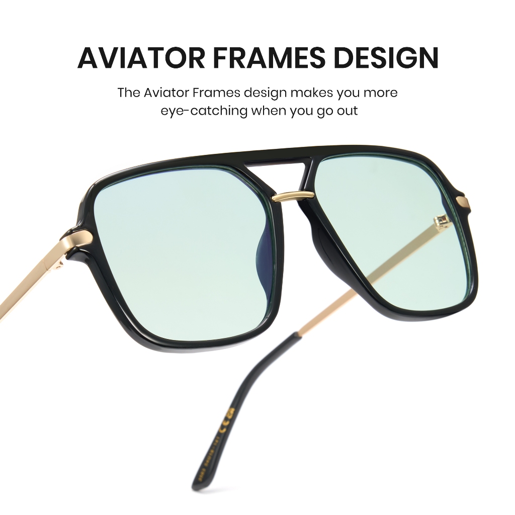 Cyxus Kính Chống Ánh Sáng Xanh Kiểu Aviator Retro Gọng Tròn Cho Làm Việc Máy Tính Và Giải Trí 8317