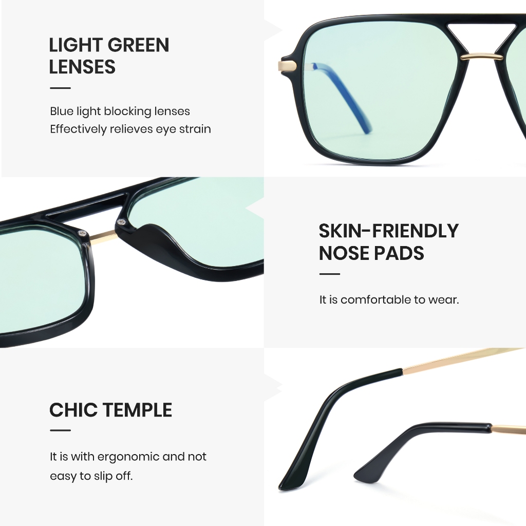 Cyxus Kính Chống Ánh Sáng Xanh Kiểu Aviator Retro Gọng Tròn Cho Làm Việc Máy Tính Và Giải Trí 8317
