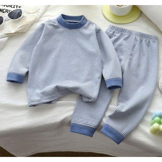 (6m-6Y) Bộ đồ lót giữ nhiệt bằng len lụa trẻ em bé trai bé gái mùa thu đông Quần áo ấm áp Quần dài sọc Đồ mặc nhà Bộ đồ ngủ