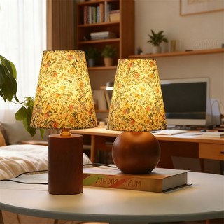 AIMI Đèn Bàn Retro Vải Lampshade Led Trang Trí Nhà Cửa Đèn Bàn Thích Hợp Cho Phòng Ngủ Phòng Khách Văn Phòng Học Tập
