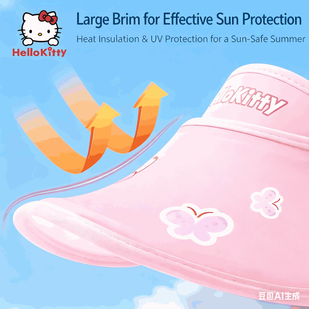 Mũ chống nắng trẻ em Hello Kitty bé gái, thoáng khí, mũ mát mùa hè, kiểu rỗng