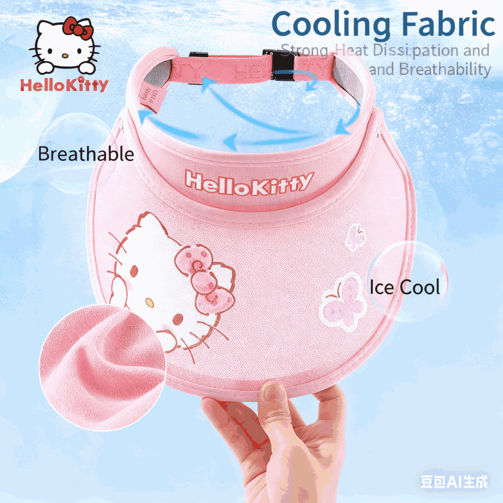 Mũ chống nắng trẻ em Hello Kitty bé gái, thoáng khí, mũ mát mùa hè, kiểu rỗng