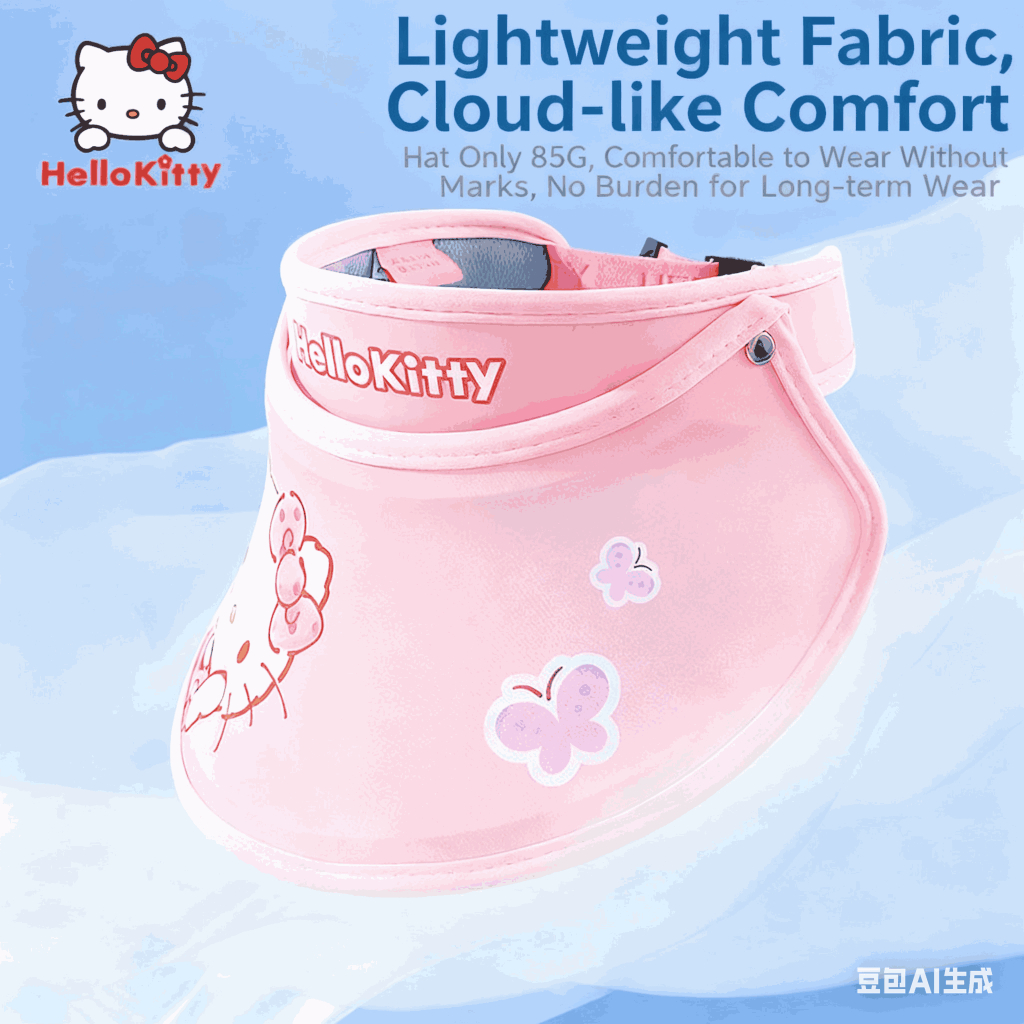 Mũ chống nắng trẻ em Hello Kitty bé gái, thoáng khí, mũ mát mùa hè, kiểu rỗng