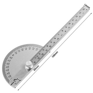 Thước kẻ rắn góc đo chia bằng thép không gỉ 180 độ, thước góc chế biến gỗ bán nguyệt