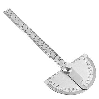 Thước kẻ rắn góc đo chia bằng thép không gỉ 180 độ, thước góc chế biến gỗ bán nguyệt