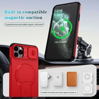Dành Cho iPhone 11 Pro Max 13 Mini 12 Pro Nax 11 Pro 12 12 Vỏ Điện Thoại Mini Tengfei Giá Đỡ Từ Ống Kính Cửa Sổ Đẩy Chống Sốc Và Chống Rơi PC TPU Vỏ Bảo Vệ Điện Thoại