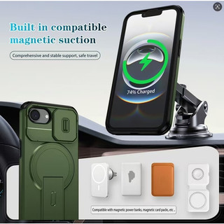Dành Cho iPhone 16 Pro Max 15 14 Pro 13 Pro Max 15 Plus 16E 14 Pro Max Ốp Điện Thoại Tengfei Giá Đỡ Từ Tính Ống Kính Đẩy Cửa Sổ Chống Sốc Và Chống Rơi PC TPU Vỏ Bảo Vệ Điện Thoại