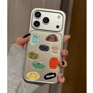 Mạ sang trọng Bạc 3D Chó Con Dễ Thương Miếng Dán Ốp Lưng Điện Thoại iPhone 17Promax 17Pro 16Promax 14 15 Pro Max 13 Thời Trang Nam Nữ Vỏ Điện Thoại Di Động