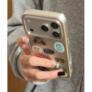 Mạ sang trọng Bạc 3D Chó Con Dễ Thương Miếng Dán Ốp Lưng Điện Thoại iPhone 17Promax 17Pro 16Promax 14 15 Pro Max 13 Thời Trang Nam Nữ Vỏ Điện Thoại Di Động