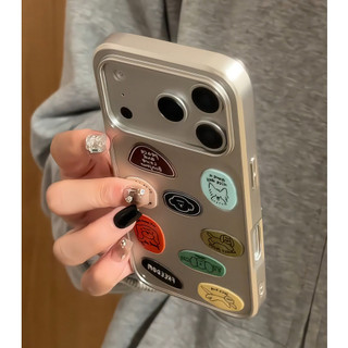 Mạ sang trọng Bạc 3D Chó Con Dễ Thương Miếng Dán Ốp Lưng Điện Thoại iPhone 17Promax 17Pro 16Promax 14 15 Pro Max 13 Thời Trang Nam Nữ Vỏ Điện Thoại Di Động