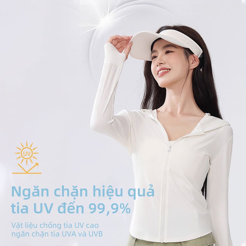 Áo khoác chống nắng dài tay FUYOGI có mũ trùm đầu lỗ ngón tay cái SPF50 + Áo khoác thể thao nhẹ & thoáng khí ngoài trời