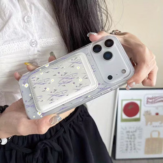 Ốp bảo vệ thẻ họa tiết hoa tím cho iPhone 13 12pro 11 15pro 14 14promax 14 pro 16 pro 16 plus 17 17 pro max 17 hộp bảo vệ không khí