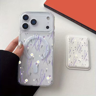 Ốp bảo vệ thẻ họa tiết hoa tím cho iPhone 13 12pro 11 15pro 14 14promax 14 pro 16 pro 16 plus 17 17 pro max 17 hộp bảo vệ không khí