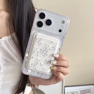 Ốp bảo vệ thẻ họa tiết hoa tím cho iPhone 13 12pro 11 15pro 14 14promax 14 pro 16 pro 16 plus 17 17 pro max 17 hộp bảo vệ không khí