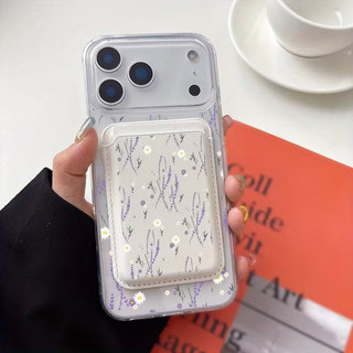 Ốp bảo vệ thẻ họa tiết hoa tím cho iPhone 13 12pro 11 15pro 14 14promax 14 pro 16 pro 16 plus 17 17 pro max 17 hộp bảo vệ không khí