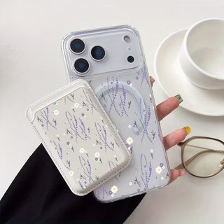Ốp bảo vệ thẻ họa tiết hoa tím cho iPhone 13 12pro 11 15pro 14 14promax 14 pro 16 pro 16 plus 17 17 pro max 17 hộp bảo vệ không khí