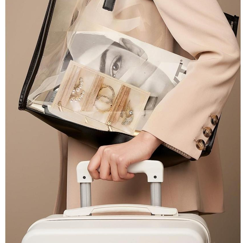 Túi đựng đồ trang sức du lịch CASEGRACE, Túi đựng đồ trang sức, 5 chiếc Túi dây kéo nhung trong suốt cho chuyến đi công tác Trang sức tổ chức cho hộp nhẫn bông tai