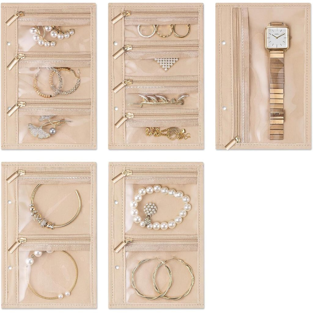 Túi đựng đồ trang sức du lịch CASEGRACE, Túi đựng đồ trang sức, 5 chiếc Túi dây kéo nhung trong suốt cho chuyến đi công tác Trang sức tổ chức cho hộp nhẫn bông tai