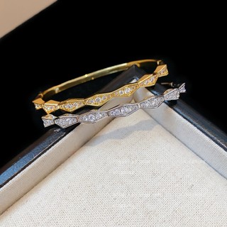Vòng tay hình thoi zircon mạ điện thật - Phong cách đơn giản và cá tính dành cho nữ