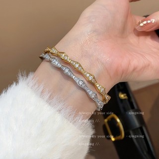 Vòng tay hình thoi zircon mạ điện thật - Phong cách đơn giản và cá tính dành cho nữ