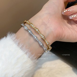 Vòng tay hình thoi zircon mạ điện thật - Phong cách đơn giản và cá tính dành cho nữ