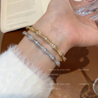 Vòng tay hình thoi zircon mạ điện thật - Phong cách đơn giản và cá tính dành cho nữ