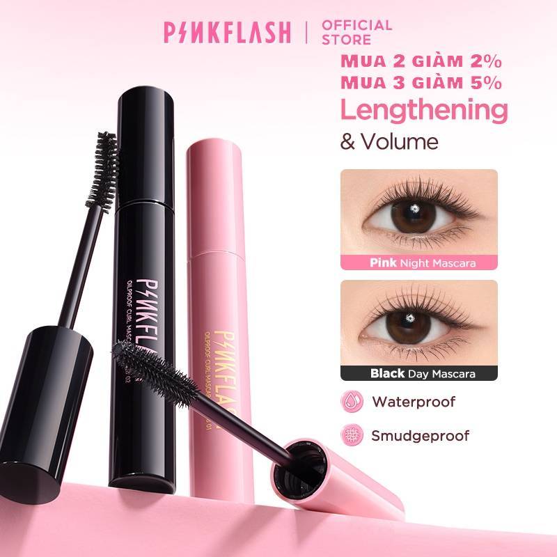 Mascara PINKFLASH chuốt mi trang điểm kháng nước chất lượng cao 7g
