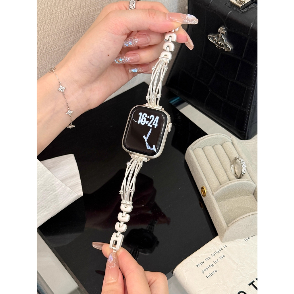 Dây đeo vòng tay rỗng kim cương Flash phù hợp cho Apple Watch S11 SE3 Ultra3 S10 S9 S8 SE S7 S6 Ultra 49mm 46mm 42mm 40mm 44mm 41mm 45mm Dây đeo cổ tay