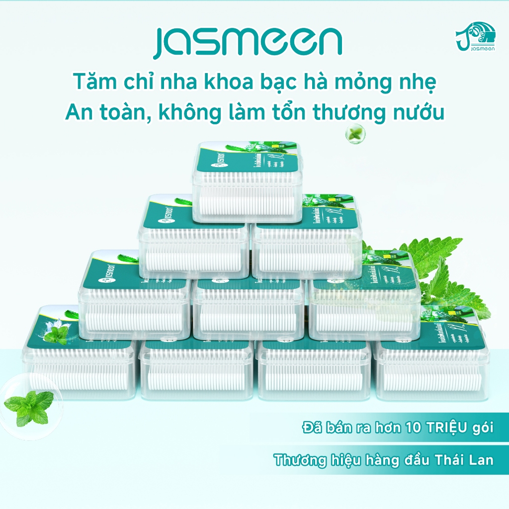 JASMEEN - Combo 10 hộp 500 chiếc tăm chỉ nha, vệ sinh làm sạch kẽ răng, bảo vệ răng miệng, xỉa răng hương bạc hà