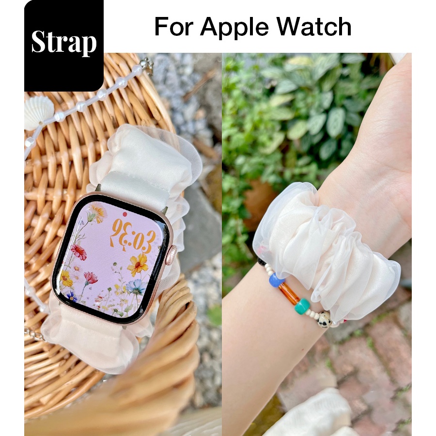 Dây đeo đàn hồi lưới buộc tóc thời trang dành cho nữ Thích hợp cho Apple Watch S11 SE3 Ultra3 S10 S9 S8 SE S7 S6 Ultra 49mm 46mm 40mm 44mm 41mm 45mm Dây đeo cổ tay