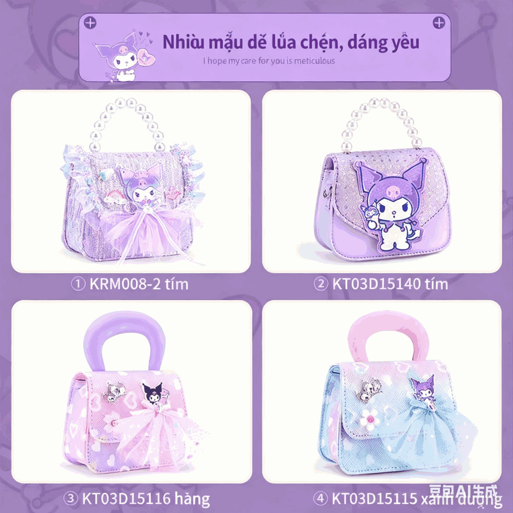 【Hàng có sẵn Giao 2 Ngày】🏆 Sanrio Official Túi Xách Kuromi Cho Bé Gái 4-12 Tuổi - Chính Hãng 100% Có Giấy Ủy Quyền - Túi Đeo Tay Dễ Thương Chống Nước - Quà Sinh Nhật 2026 Kho Hà Nội Giao 4 Ngày