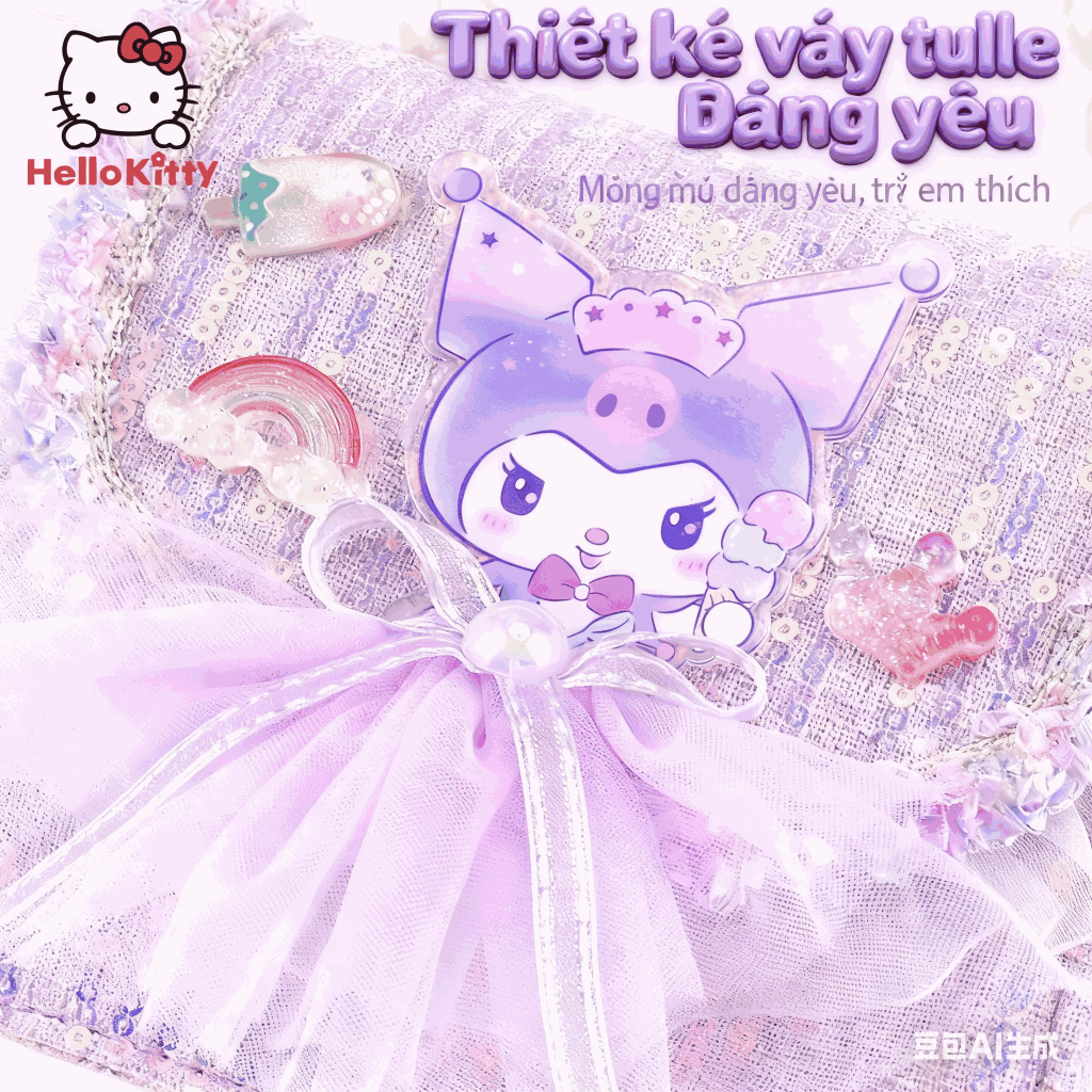【Hàng có sẵn Giao 2 Ngày】🏆 Sanrio Official Túi Xách Kuromi Cho Bé Gái 4-12 Tuổi - Chính Hãng 100% Có Giấy Ủy Quyền - Túi Đeo Tay Dễ Thương Chống Nước - Quà Sinh Nhật 2026 Kho Hà Nội Giao 4 Ngày