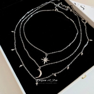 Vòng cổ mặt dây chuyền mặt trăng đính kim cương, xuất xứ từ Châu Âu và Mỹ, phong cách quý tộc Pháp, thiết kế sang trọng