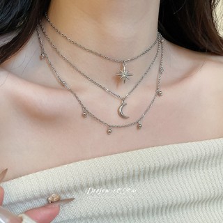 Vòng cổ mặt dây chuyền mặt trăng đính kim cương, xuất xứ từ Châu Âu và Mỹ, phong cách quý tộc Pháp, thiết kế sang trọng