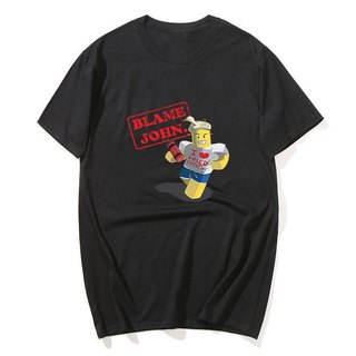 Đổ lỗi John Áo Thun In Hình Mùa Hè Nam Nữ Dáng Rộng Ngộ nghĩnh Thời Trang Oversize Cổ Tròn Tay Ngắn Áo Thun Unisex