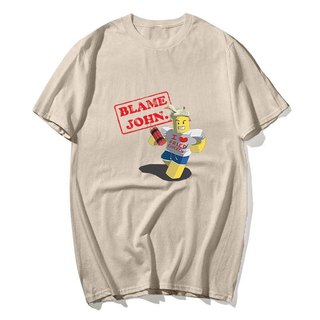 Đổ lỗi John Áo Thun In Hình Mùa Hè Nam Nữ Dáng Rộng Ngộ nghĩnh Thời Trang Oversize Cổ Tròn Tay Ngắn Áo Thun Unisex